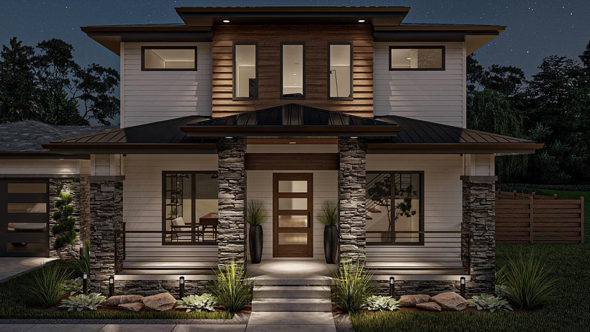 Plan 623266DJ: 2200 Sq. Ft. Modern Prairie House Plan with Home Office and Upstairs Laundry - Image #18 - Modern, Prairie