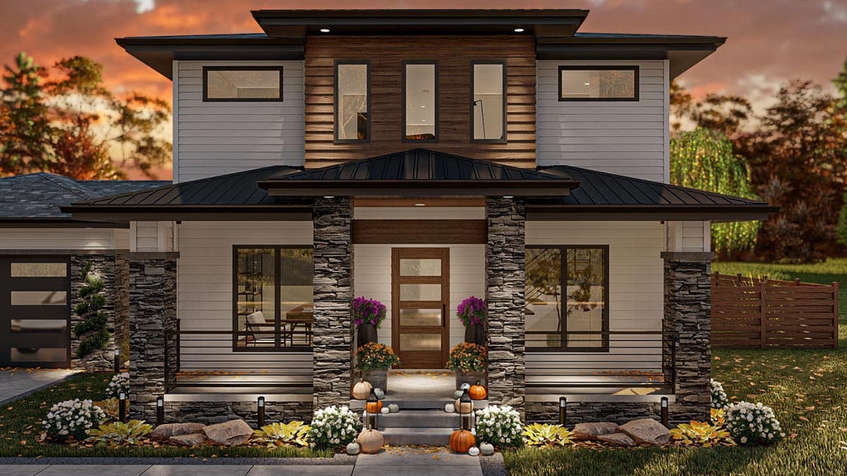 Plan 623266DJ: 2200 Sq. Ft. Modern Prairie House Plan with Home Office and Upstairs Laundry - Image #19 - Modern, Prairie