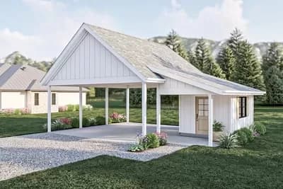 2-Car 641 Square Foot Carport with 131 Square Foot Attached Workshop
