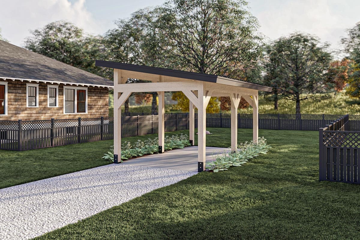 Plan 623268DJ: 252 Square Foot Carport with Sloping Metal Roof - Image #5