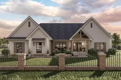 One-Story 1925 Square Foot 4-Bed House Plan with 2-Car Side-Load Garage