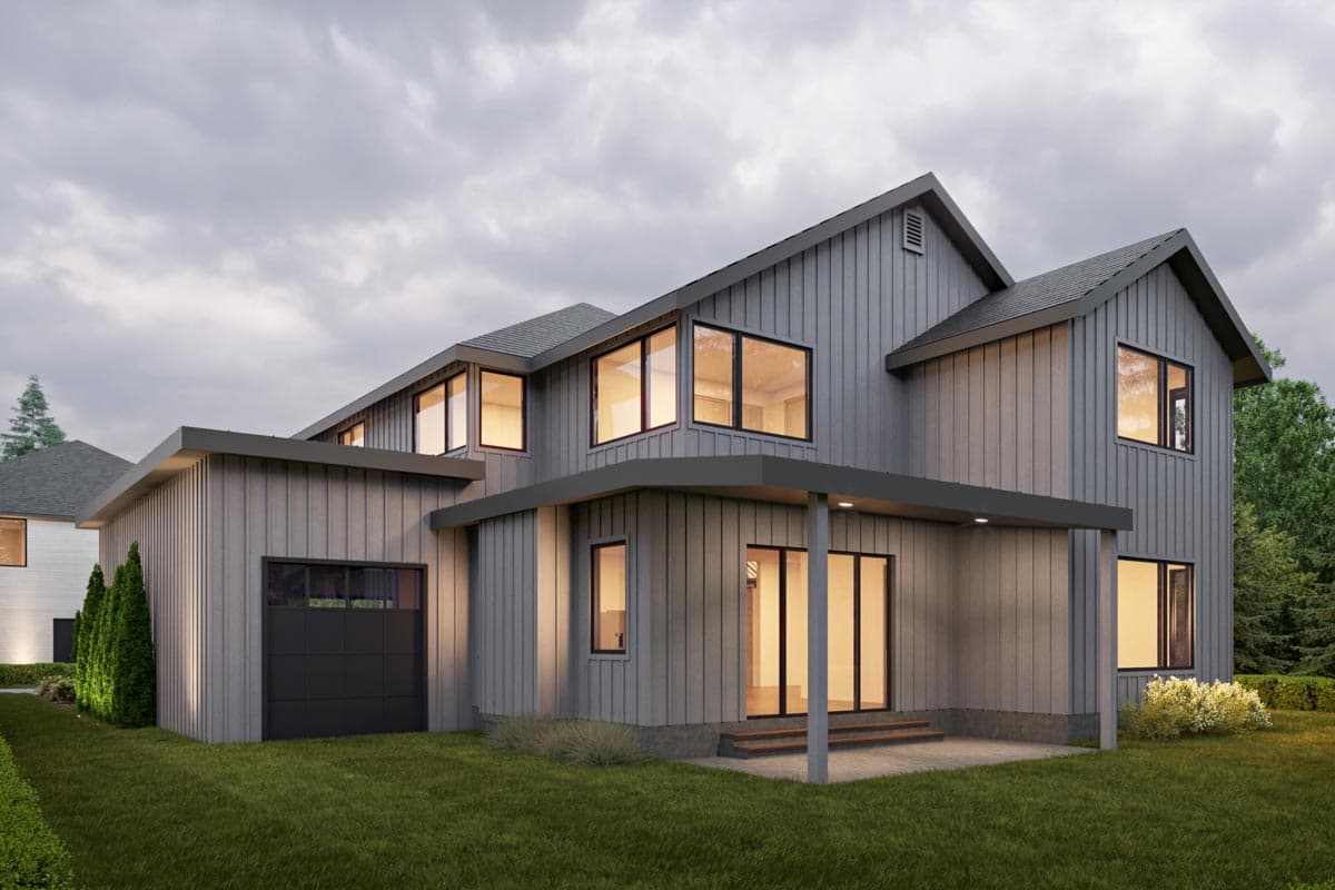 Plan 666221RAF: Contemporary 3314 Square Foot House Plan with Floating Stair and an RV Garage - Image #4 - Contemporary, Northwest