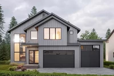 Contemporary 3314 Square Foot House Plan with Floating Stair and an RV Garage