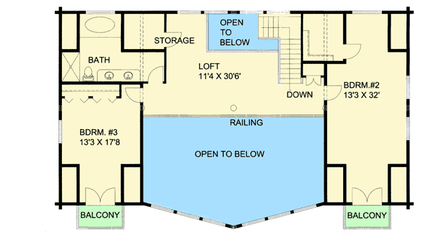 Plan 35434GH: Spacious Log Home Plan - Floor Plan - 2nd Floor - Log Cabin, Mountain, Northwest, Rustic