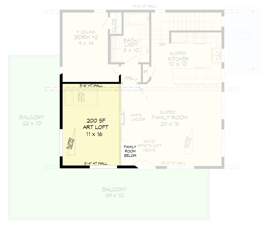 Plan 680178VR: 3-Bed Modern Mountain Home with Wraparound Balcony and Artist's Loft - Floor Plan - 3rd Floor
