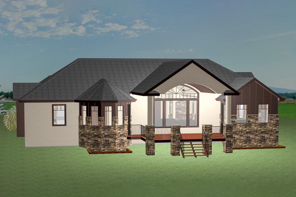 Plan 703010TYL: Transitional House Plan with Finished Lower Level and an Angled 3-Car Garage - Image #40 - European, Transitional