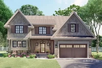 3 Bed 2 Story Craftsman Home Plan Under 2700 Square Feet with Main Floor Home Office