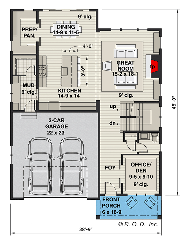 Plan 14782RK: 3047 Square Foot 4 Bed New American House Plan with Upstairs Beds and Laundry - Floor Plan - Main Level - Country, Craftsman, Modern Farmhouse, New American