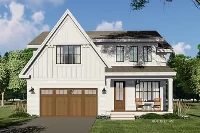 3047 Square Foot 4 Bed New American House Plan with Upstairs Beds and Laundry