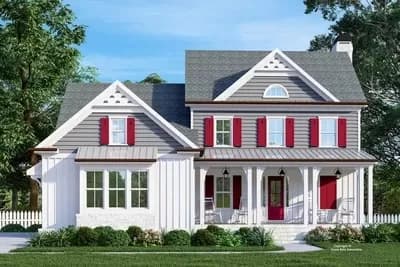 2943 Square Foot American Home Plan with 3 Upstairs Bedrooms and Loft