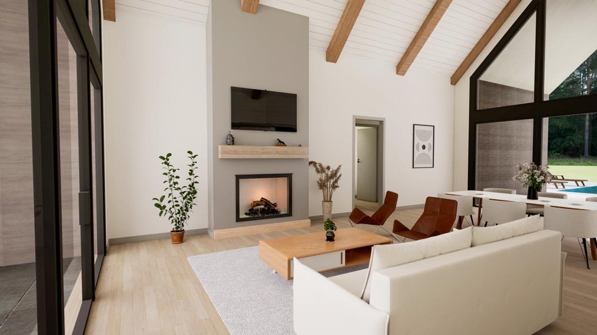 Plan 818070JSS: 4-Bed Scandinavian Farmhouse Plan with Vaulted Dining and Great Room - 2524 Sq Ft - Image #7 - Contemporary, Modern Farmhouse, Scandinavian, Transitional