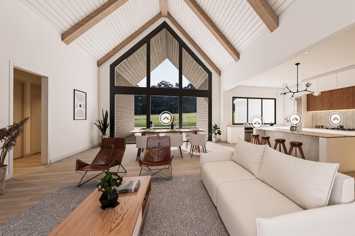 Plan 818070JSS: 4-Bed Scandinavian Farmhouse Plan with Vaulted Dining and Great Room - 2524 Sq Ft - Virtual Tour Cover Image - Contemporary, Modern Farmhouse, Scandinavian, Transitional