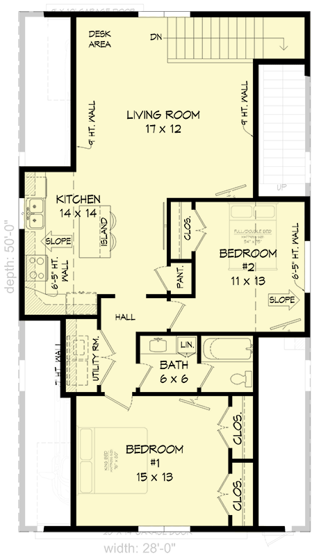 Plan 680179VR: RV Garage with 1062 Square Foot 2-Bed Apartment Above - Floor Plan - 2nd Floor - Barndominium, Country, Farmhouse