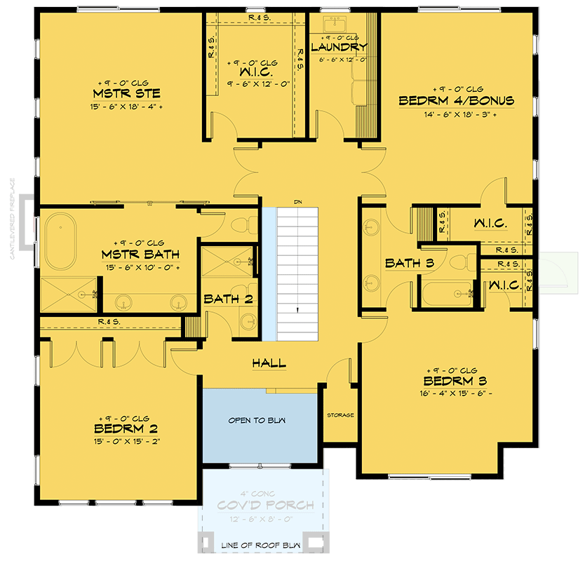 Plan 666222RAF: Contemporary 3539 Square Foot House Plan with 4 Upstairs Bedrooms - Floor Plan - 2nd Floor - Contemporary, Northwest, Transitional
