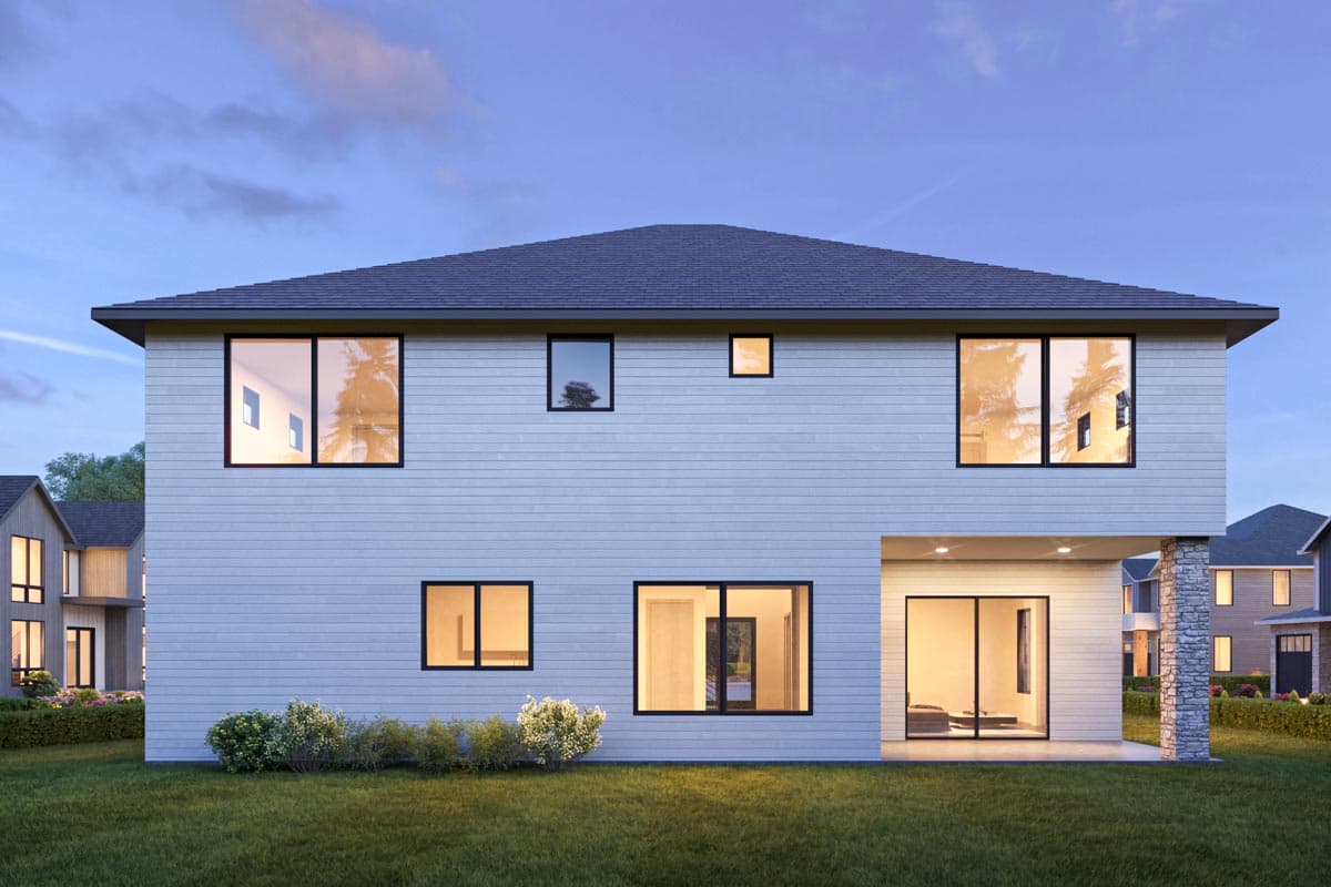 Plan 666222RAF: Contemporary 3539 Square Foot House Plan with 4 Upstairs Bedrooms - Image #4 - Contemporary, Northwest, Transitional