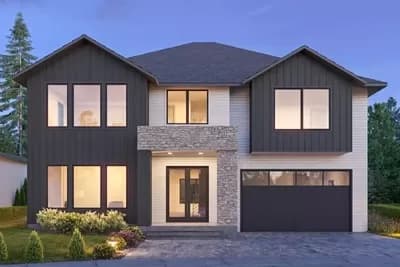 Contemporary 3539 Square Foot House Plan with 4 Upstairs Bedrooms