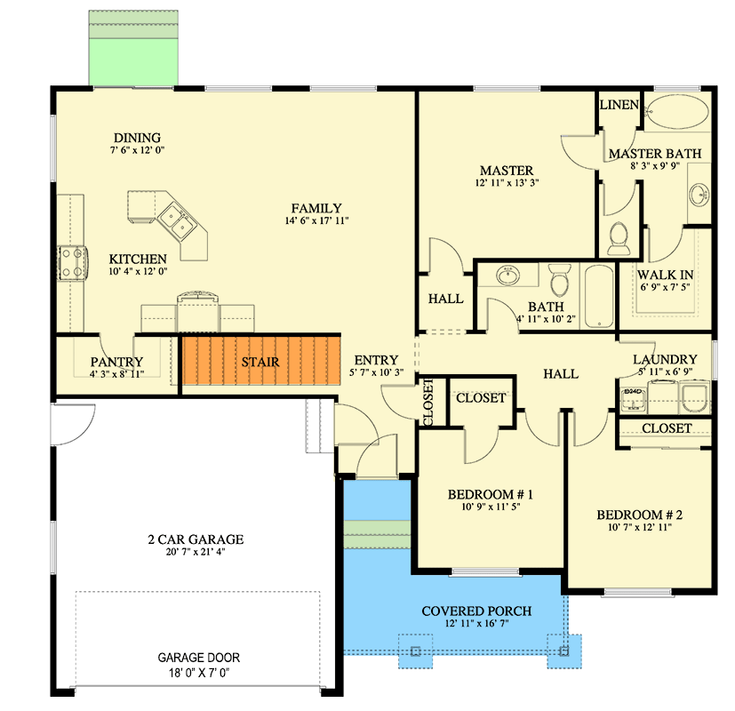 Plan 61451UT: One-Story  Hill Country House Plan Under 1500 Square Feet with Lower Level Expansion - Floor Plan - Main Level - Hill Country, Ranch, Traditional
