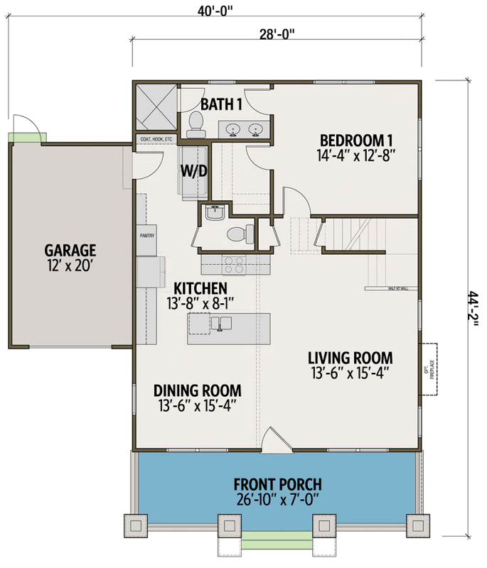 Plan 50224PH: 1664 Sq Ft Classic Craftsman Bungalow House Plan with 3-Bedrooms - Floor Plan - Main Level - Bungalow, Cottage, Country, Craftsman