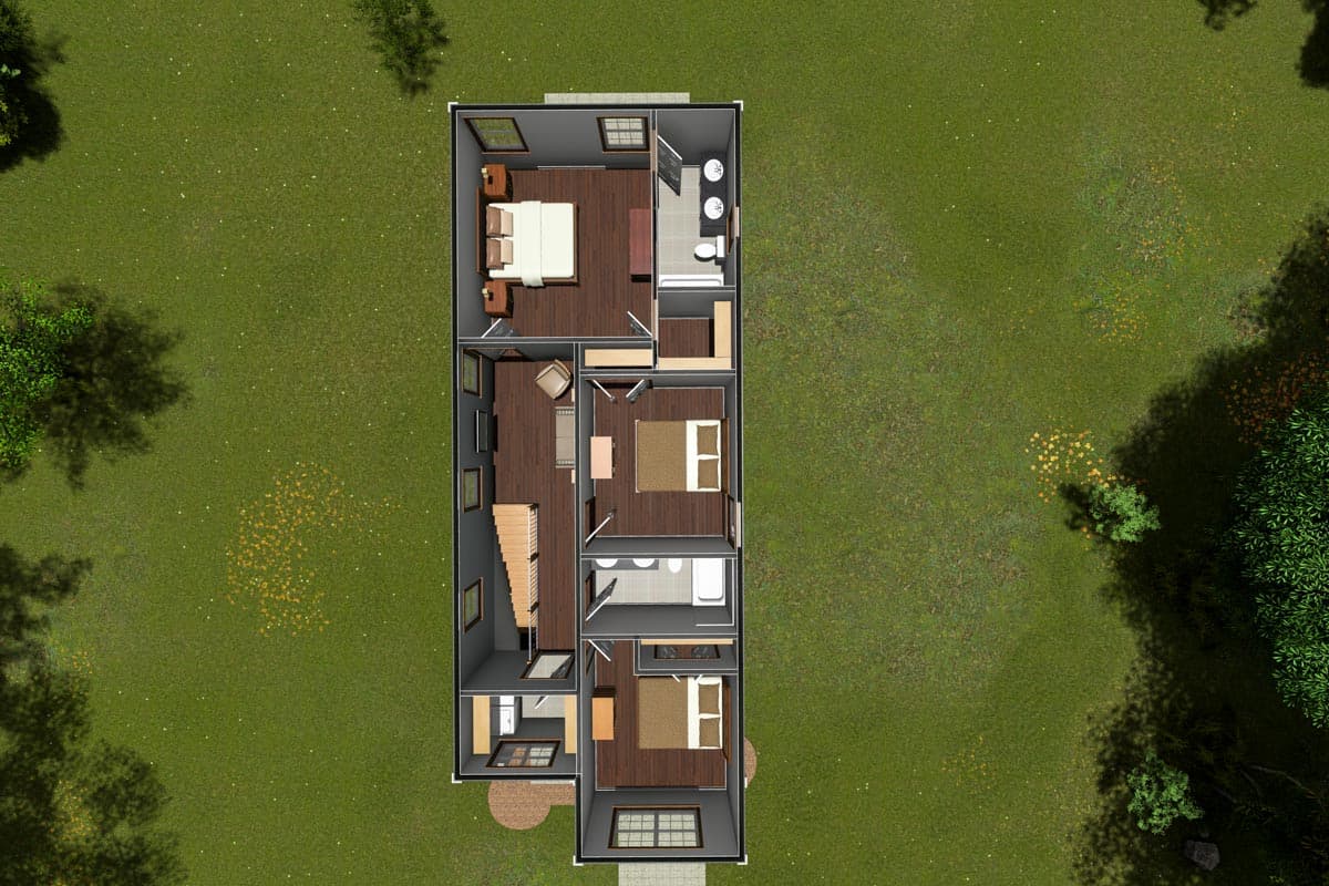 Plan 52327WM: 19-Foot-Wide 3 Bed House Plan Under 1600 Square Feet - Image #8 - Country, Traditional