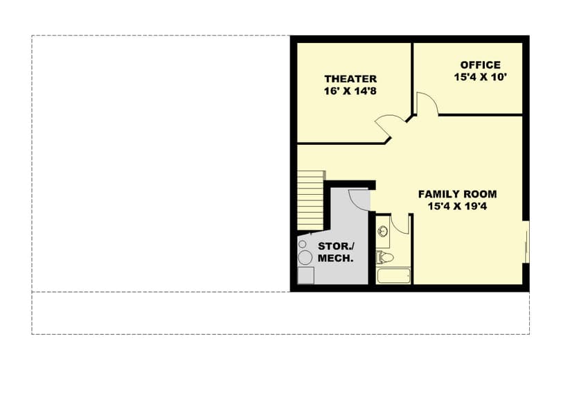 Plan 350044GH: Craftsman Ranch Plan with Split-Bed Layout and Finished Lower Level - Floor Plan - Lower Level - Country, Craftsman, Ranch