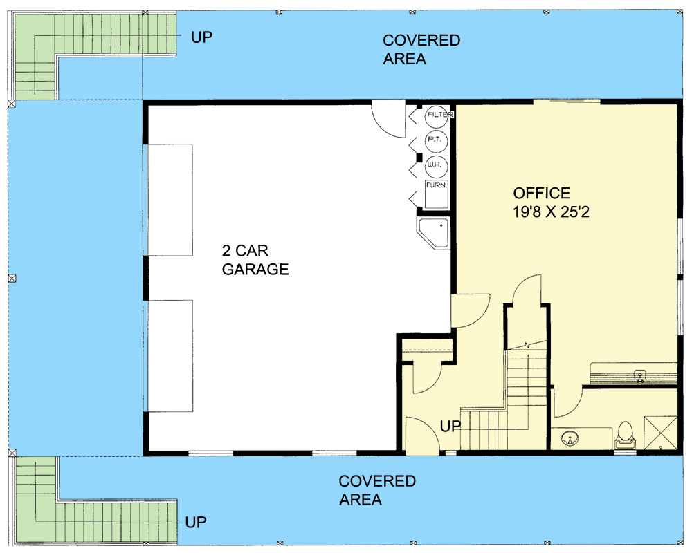 Plan 350047GH: 2250 Square Foot Mountain or Lake House Plan with Drive-Under Garage - Floor Plan - Main Level - Contemporary, Mountain