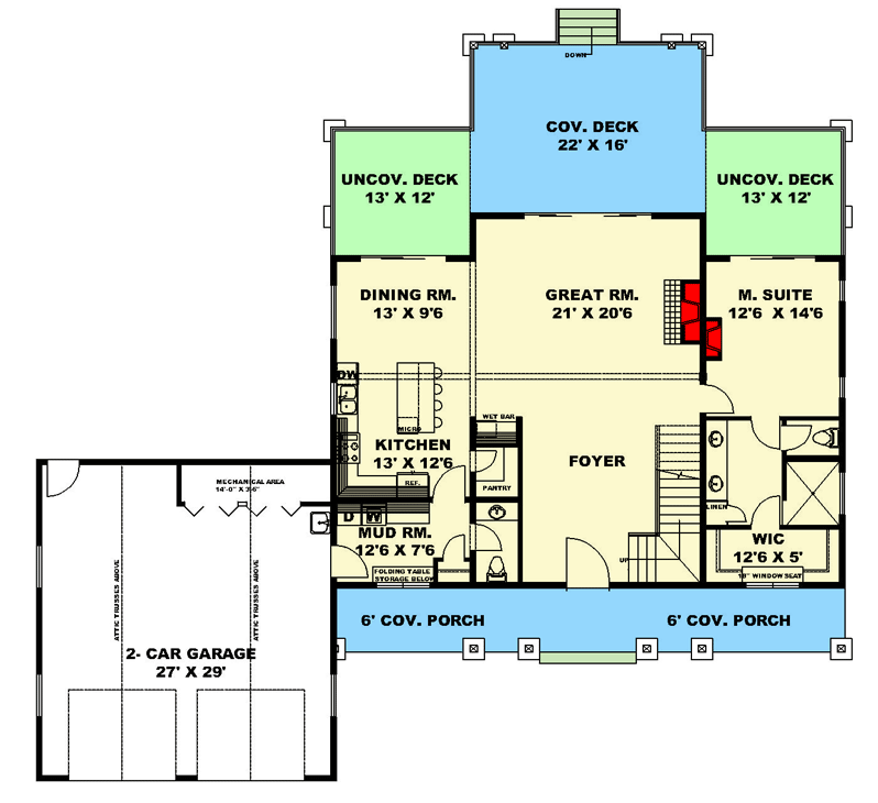 Plan 350050GH: Craftsman Plan with Vaulted Great Room and Master Suite Fireplace - 2613 Sq Ft - Floor Plan - Main Level - Country, Craftsman, Mountain, Rustic