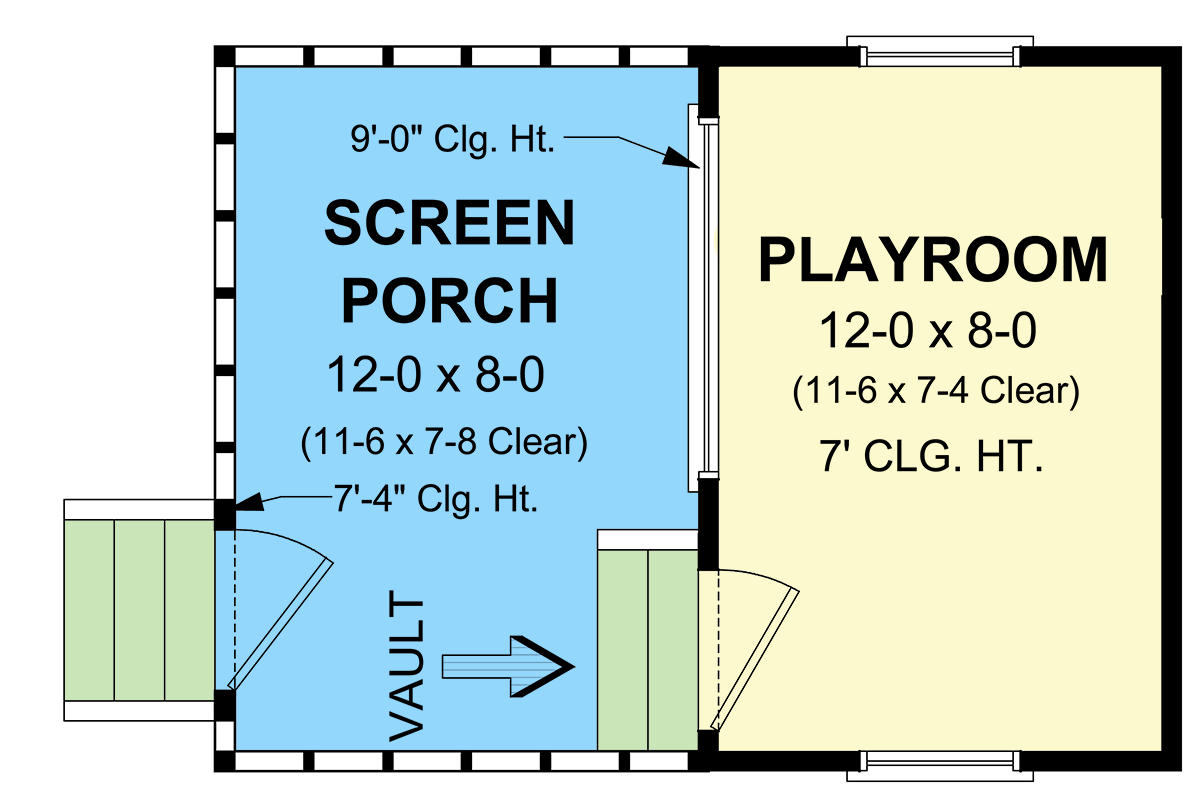 Plan 51212MM: 96 Square Foot Playhouse or Backyard Office with Screened Porch - Floor Plan - Main Level - Bungalow, Cottage, Country, Vacation
