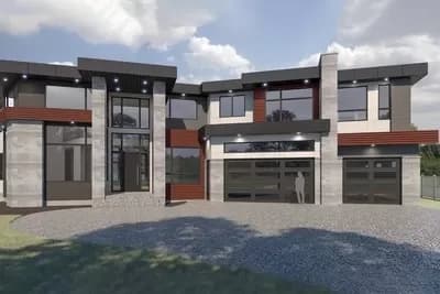 Luxury Modern House Plan Over 7000 Square Feet with Two Angled Sections