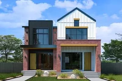 Modern Duplex with Offset Units Under 1500 Square Feet with 3 Beds Plus Lower Level Expansion