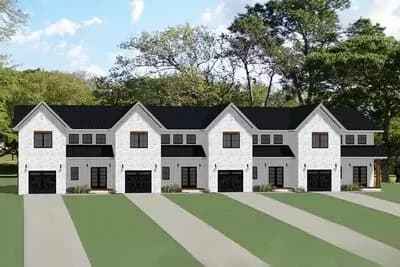 4 Unit House Plan with 2132 Square Foot 3 Bed 2.5 Bath Homes