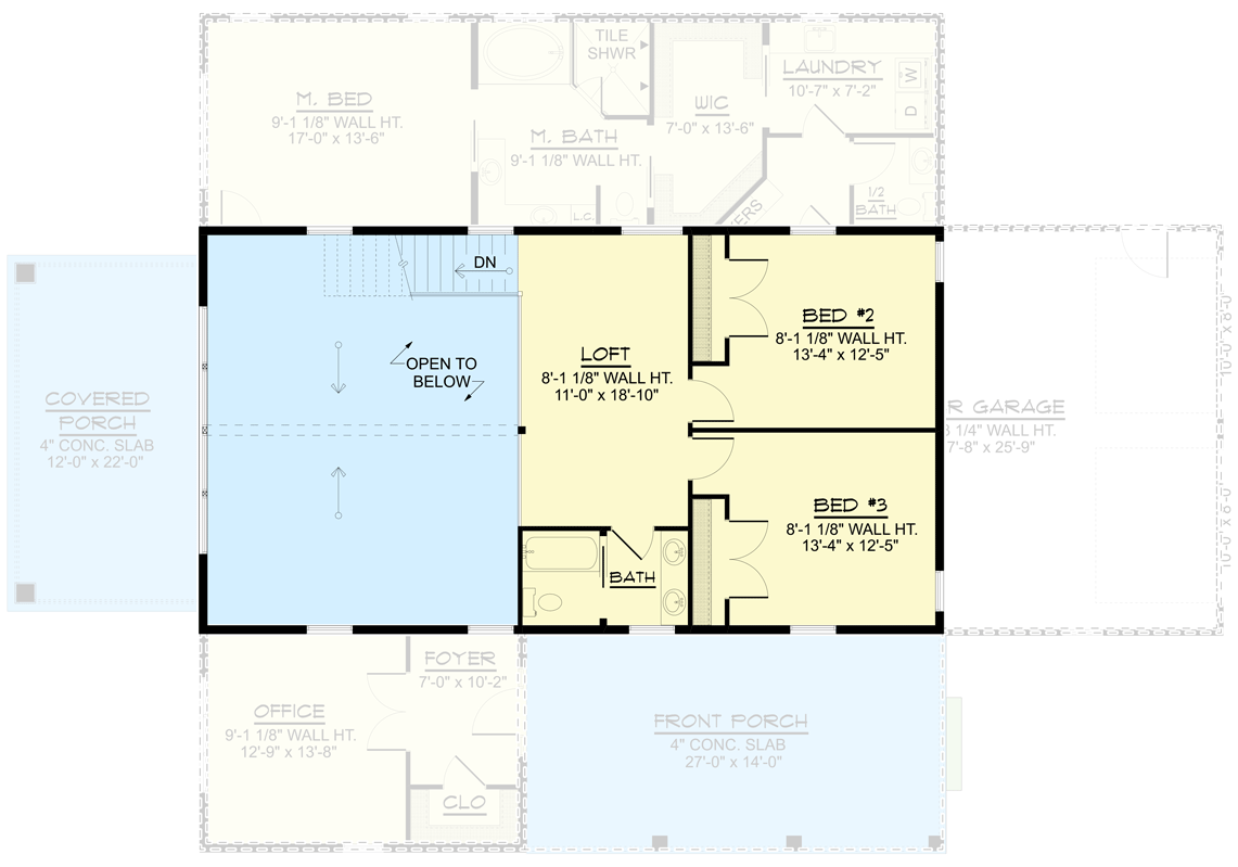Plan 135238GRA: Barndominium-Style House Plan with 2-Car Garage and Optionally Finished Lower Level - Floor Plan - 2nd Floor - Barndominium, Country, Farmhouse