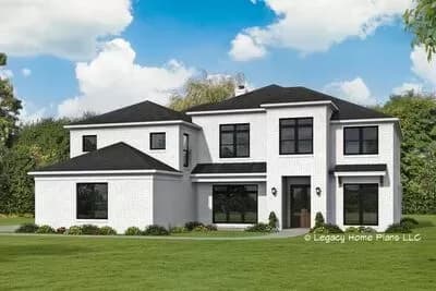 5-Bed House Plan with Two Home Offices and an Upstairs Rec Room