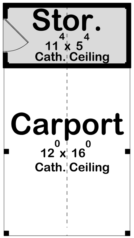 Plan 623273DJ: 1-Car Carport with a Cathedral Ceiling and Storage - Floor Plan - Main Level - Shingle