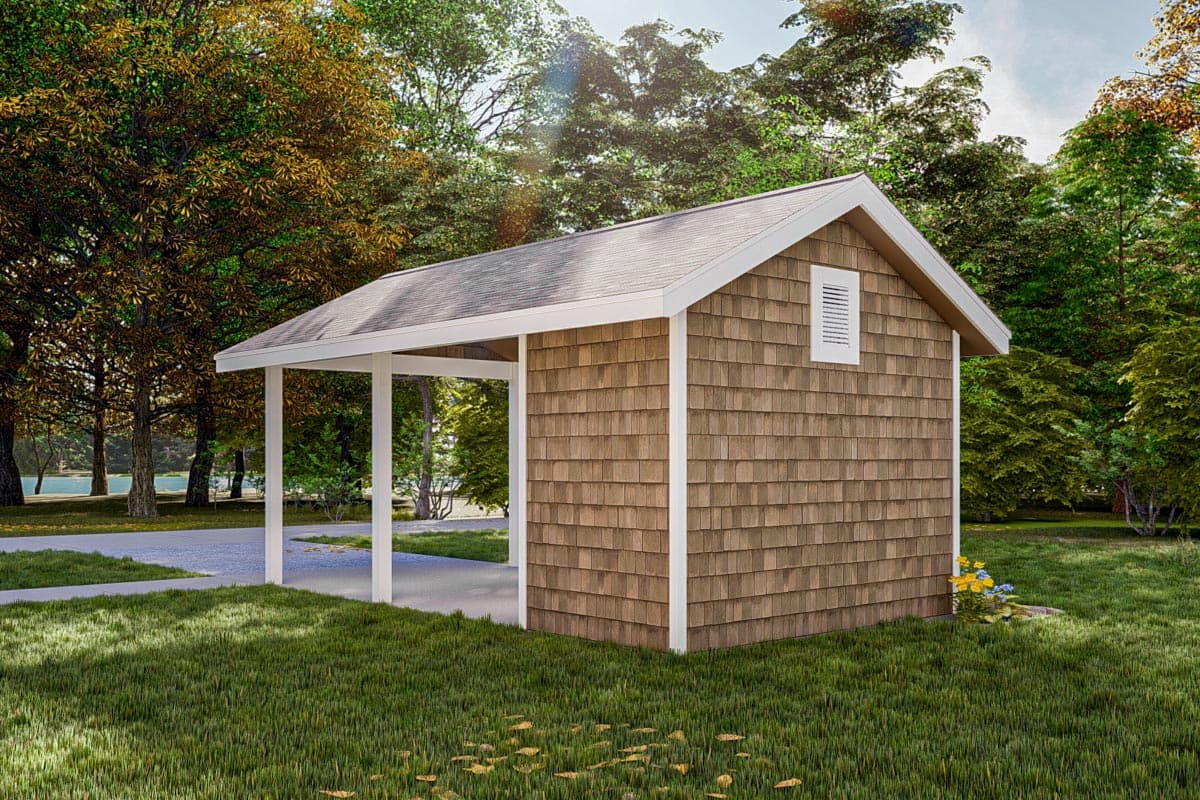 Plan 623273DJ: 1-Car Carport with a Cathedral Ceiling and Storage - Image #5 - Shingle