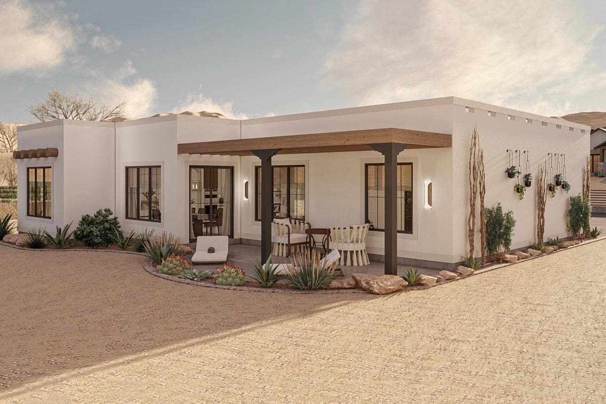 Plan 623274DJ: Adobe-Style One-Story 3 Bed House Plan Under 1900 Square Feet - Image #18 - Adobe , European, Southwest