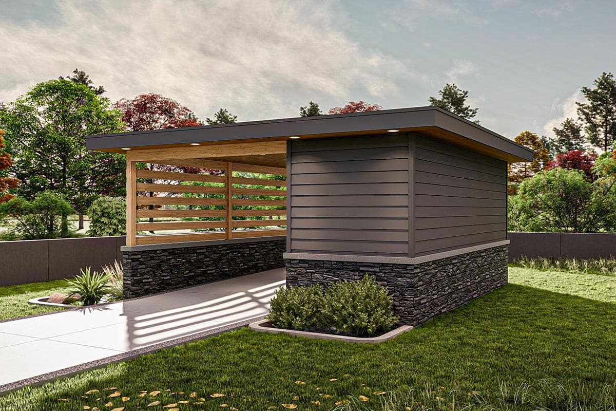 Plan 623275DJ: Modern 1-Car 336 Square Foot Carport with Storage - Image #4 - Modern