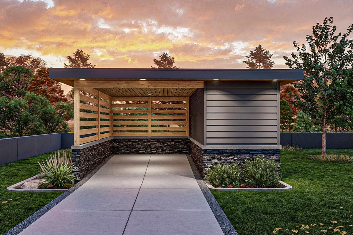 Plan 623275DJ: Modern 1-Car 336 Square Foot Carport with Storage - Image #5 - Modern