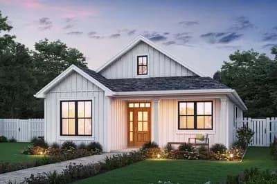 1481 Square 3 Bed New American Cottage with 1-Car Rear-Facing Garage