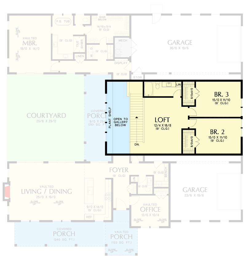 Plan 69816AM: 3 Bed Farmhouse Barndominium-Style House Plan with Gambrel Roof and Courtyard - Floor Plan - 2nd Floor - Barndominium, Country, Farmhouse, Modern Farmhouse, Rustic