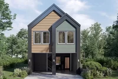 Two-Story Duplex House Plan with 2262 Square Foot 5 Beds