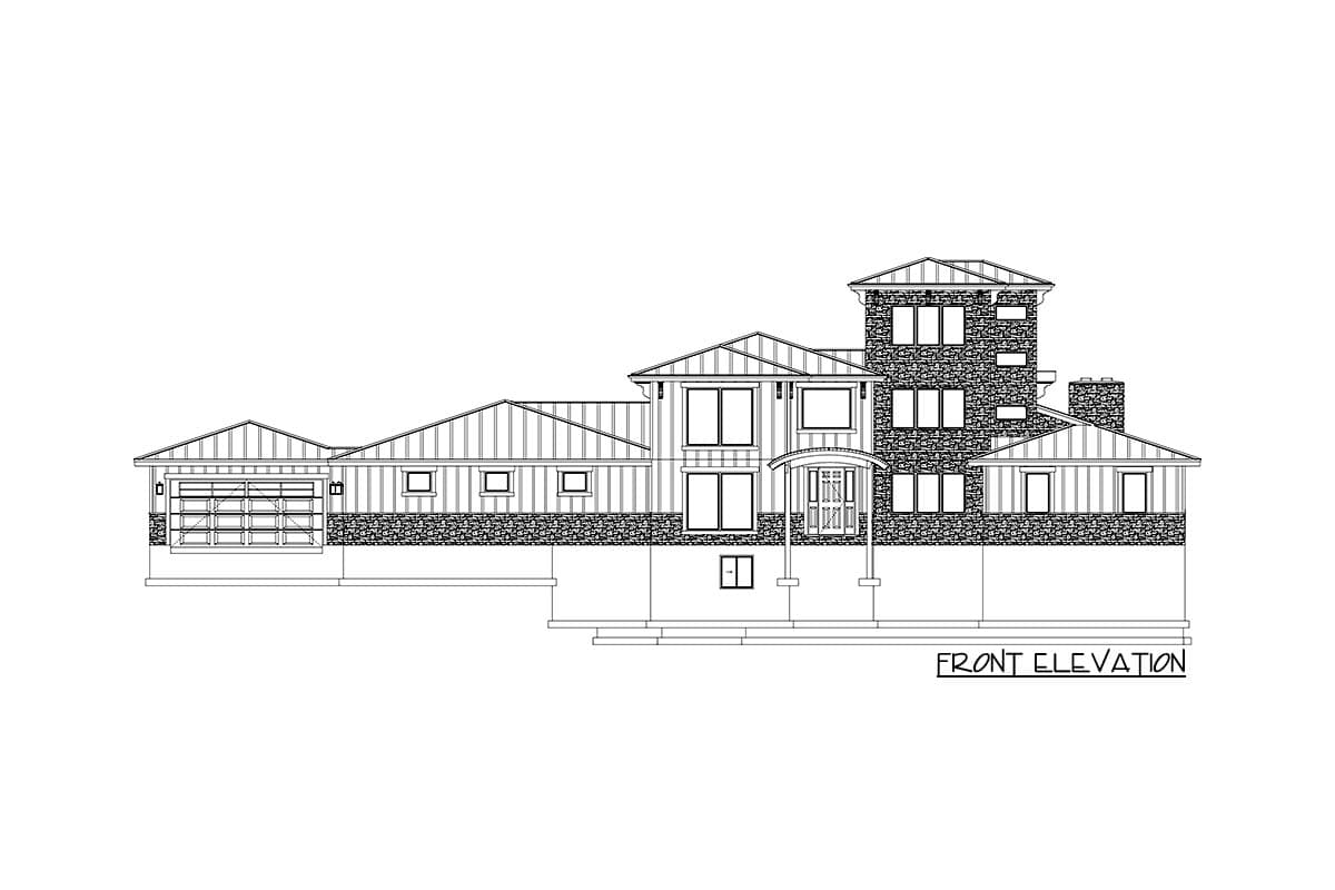 Plan 61453UT: Transitional House Plan with Rooftop Deck and Two Home Offices - Image #44 - Contemporary, European, Transitional, Tuscan