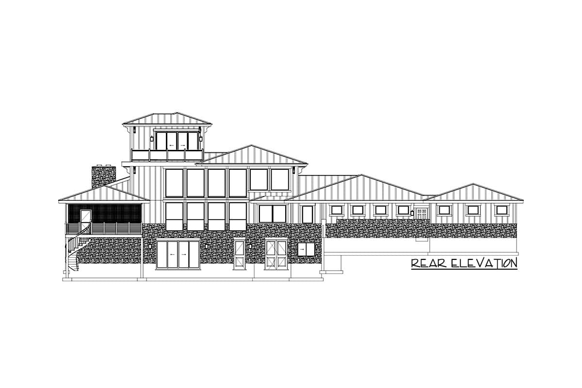 Plan 61453UT: Transitional House Plan with Rooftop Deck and Two Home Offices - Image #45 - Contemporary, European, Transitional, Tuscan