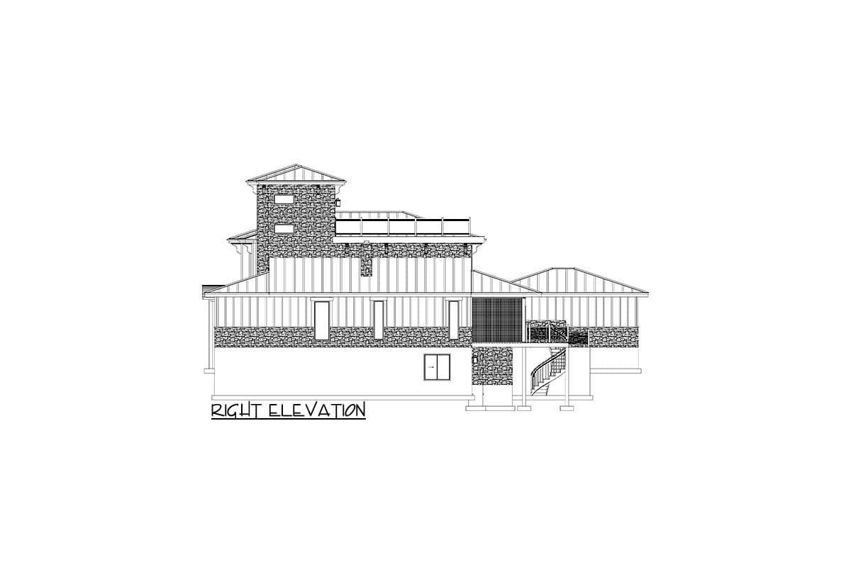 Plan 61453UT: Transitional House Plan with Rooftop Deck and Two Home Offices - Image #46 - Contemporary, European, Transitional, Tuscan