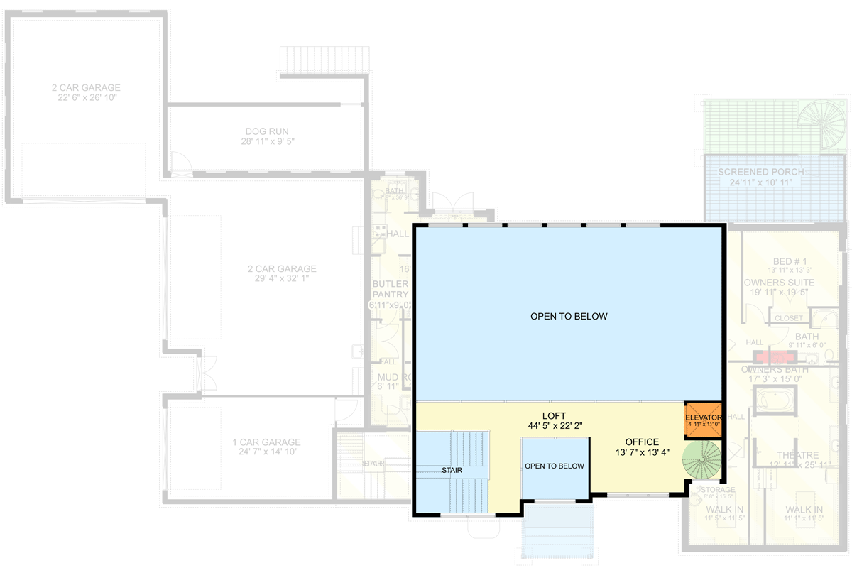 Plan 61453UT: Transitional House Plan with Rooftop Deck and Two Home Offices - Floor Plan - 2nd Floor - Contemporary, European, Transitional, Tuscan