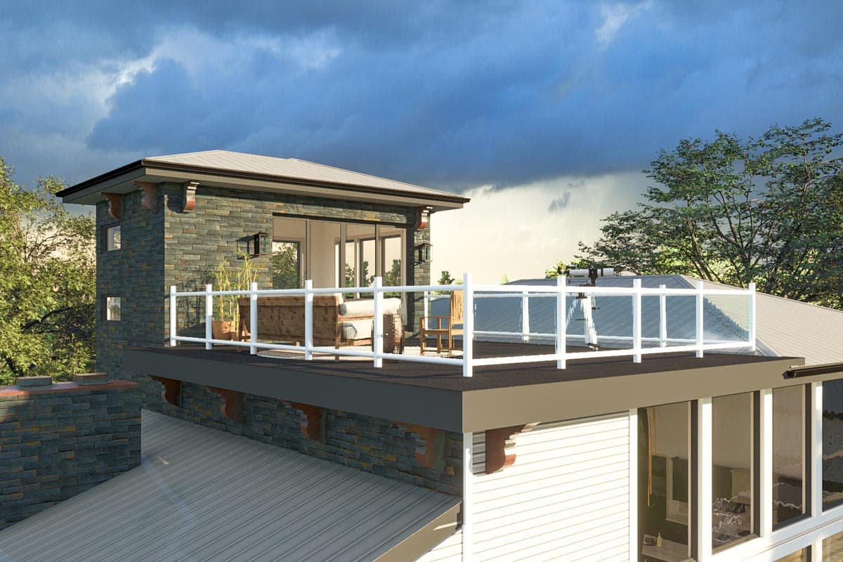Plan 61453UT: Transitional House Plan with Rooftop Deck and Two Home Offices - Image #8 - Contemporary, European, Transitional, Tuscan
