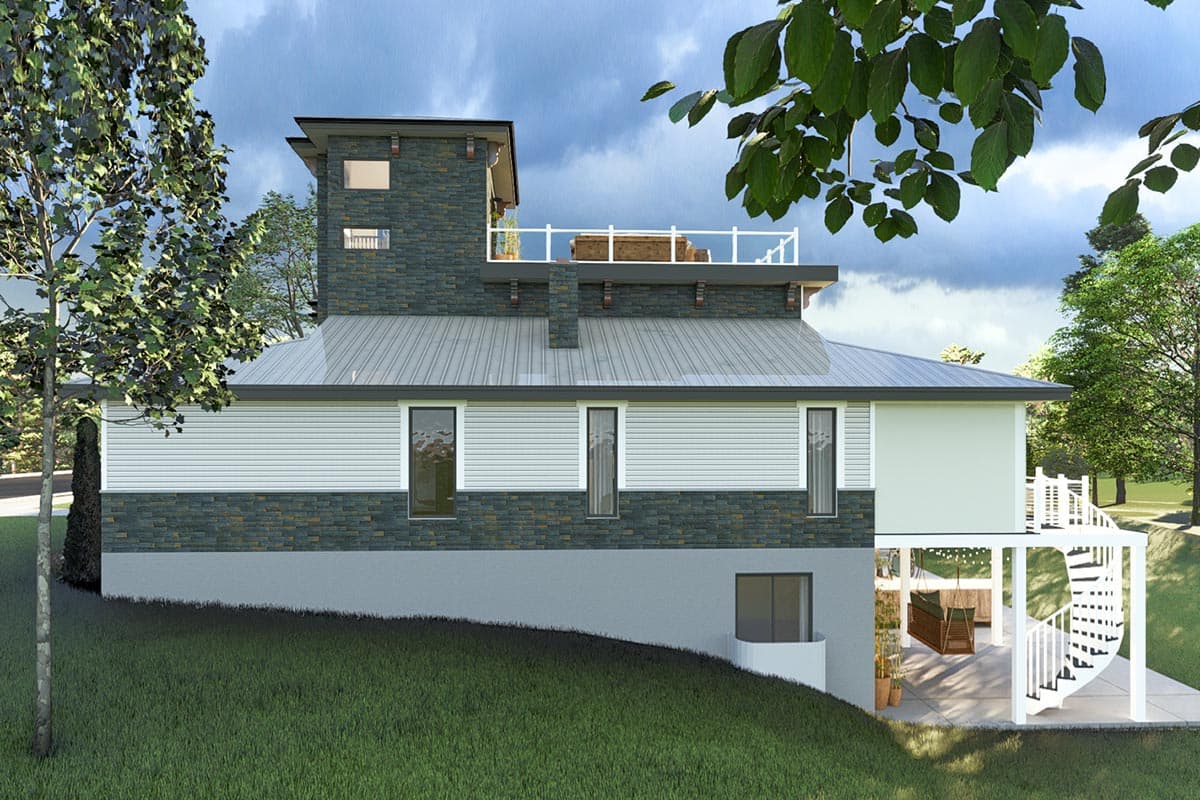 Plan 61453UT: Transitional House Plan with Rooftop Deck and Two Home Offices - Image #9 - Contemporary, European, Transitional, Tuscan