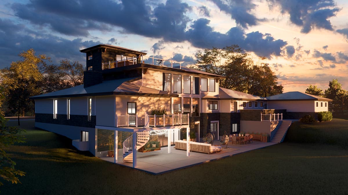 Plan 61453UT: Transitional House Plan with Rooftop Deck and Two Home Offices - Image #42 - Contemporary, European, Transitional, Tuscan