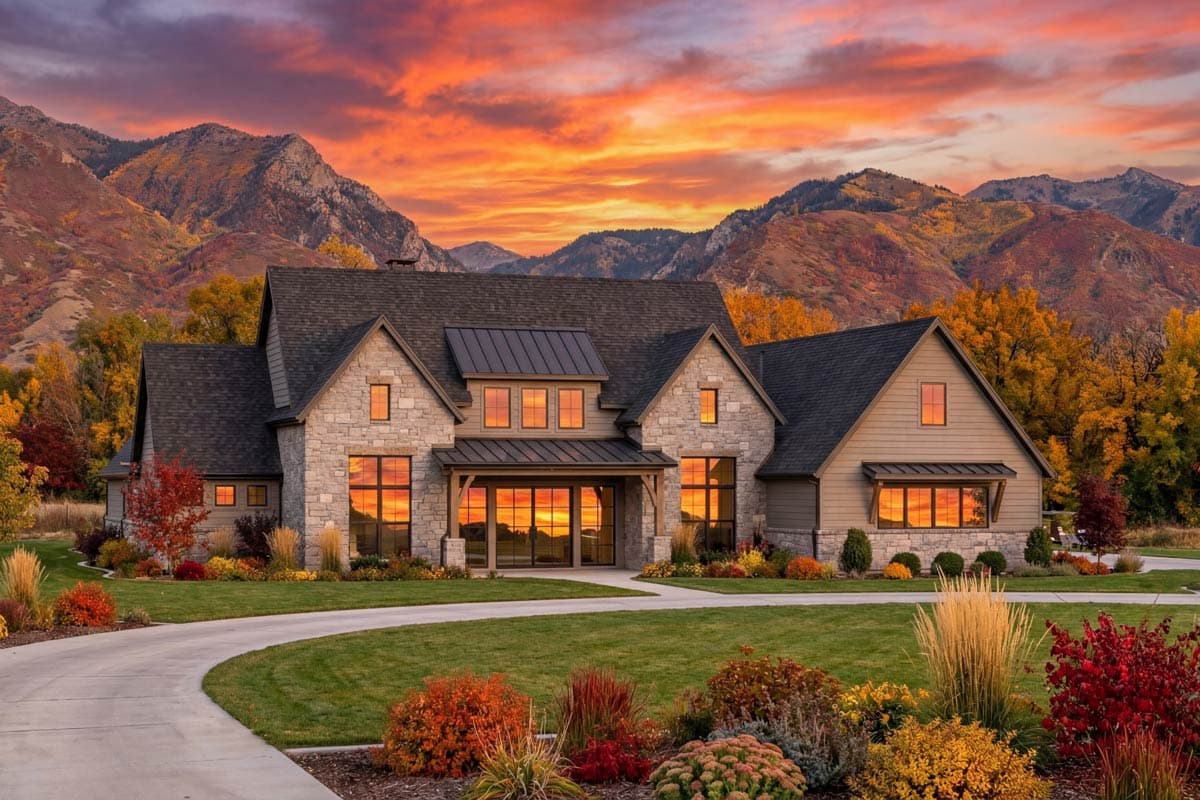Plan 818072JSS: Transitional Farmhouse Plan with 4 Beds and a Home Office and an Outdoor Fireplace - 3563 Sq Ft - Image #1 - Country, Farmhouse, Modern Farmhouse, New American, Transitional