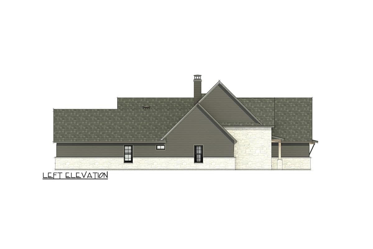 Plan 818072JSS: Transitional Farmhouse Plan with 4 Beds and a Home Office and an Outdoor Fireplace - 3563 Sq Ft - Image #6 - Country, Farmhouse, Modern Farmhouse, New American, Transitional