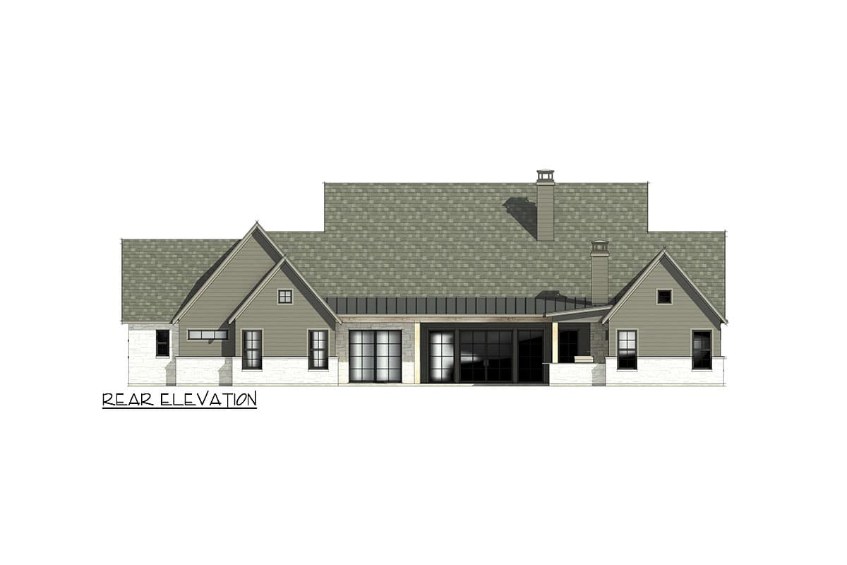 Plan 818072JSS: Transitional Farmhouse Plan with 4 Beds and a Home Office and an Outdoor Fireplace - 3563 Sq Ft - Image #7 - Country, Farmhouse, Modern Farmhouse, New American, Transitional